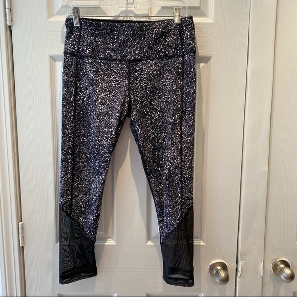Lululemon Pace Rival Crop‎ Marathon Splatter White Black / Black size 8 W6ABMS - Picture 3 of 10